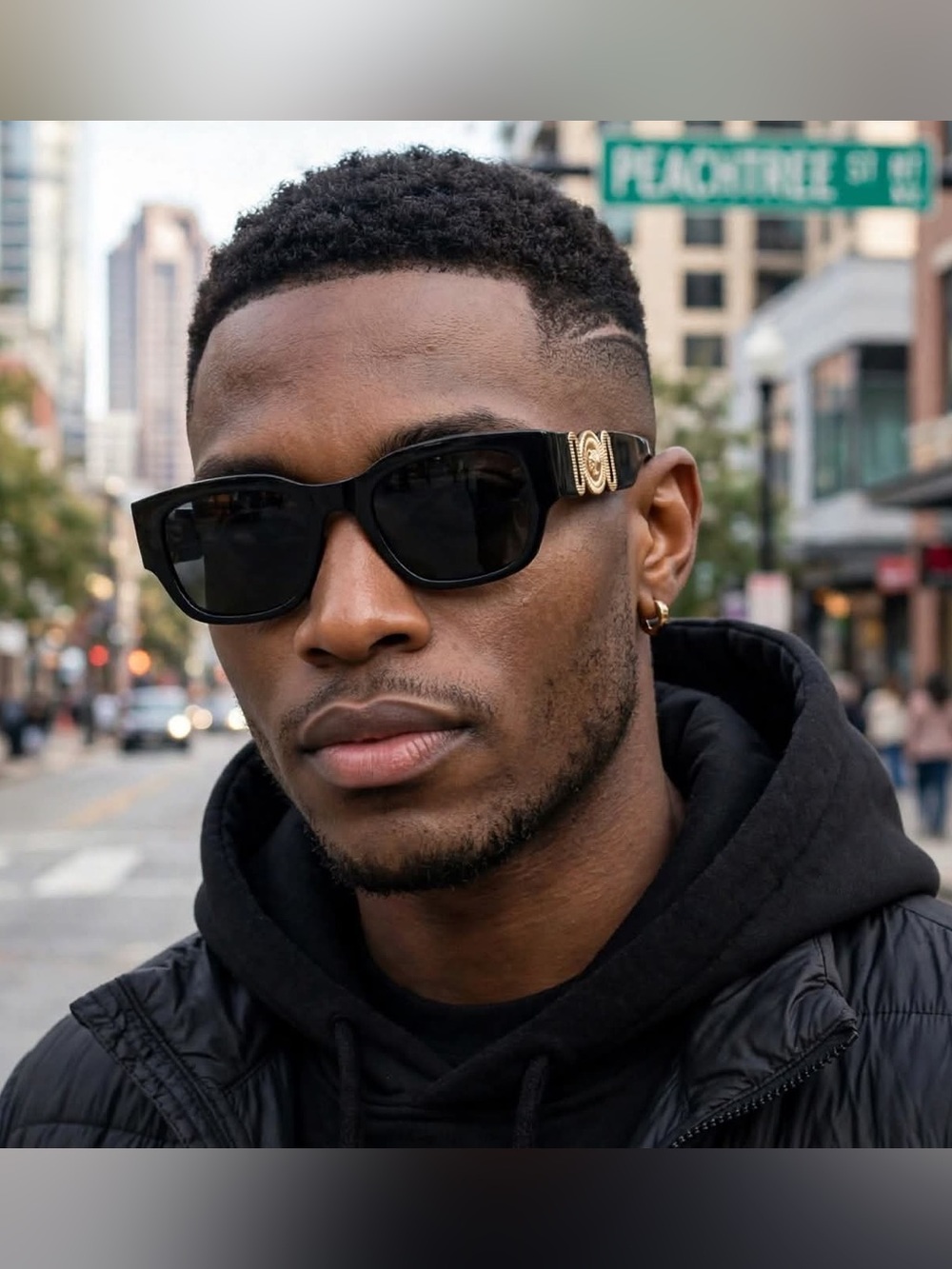 Versace Biggie Black Sunglasses - Gold Medusa Tiger Medallion - Y2K Chunky Squre - Picture 15 of 16